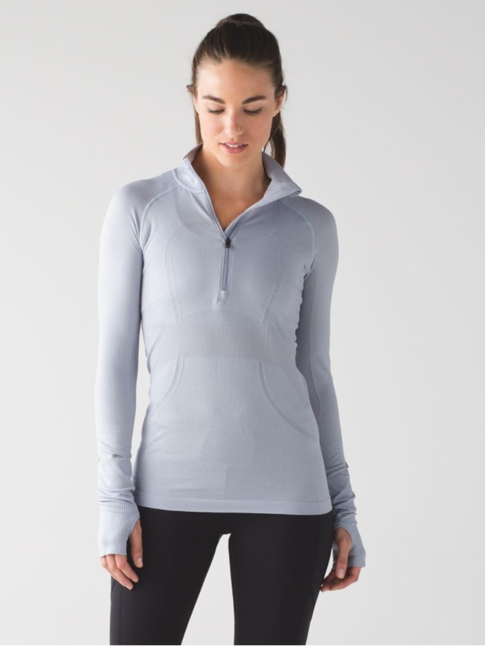 Lululemon. Heathered Silver Fox. Swiftly Tech Half Zip. Size 6.